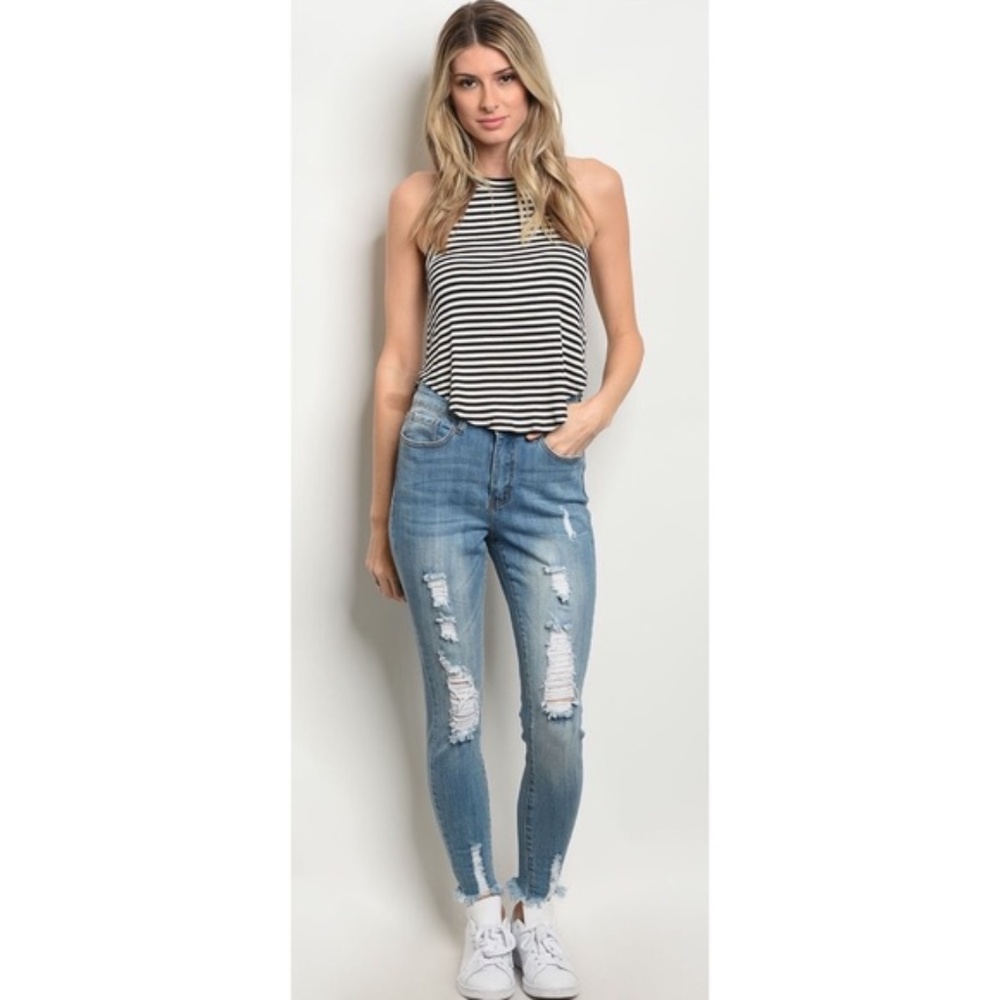 Denim Distressed Fray Skinny Jeans *Couture Gypsy* - Picture 3 of 4